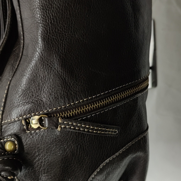 Vera Pelle Firenze Brown Leather double zipper Shoulderbag/ Tote - Picture 3 of 15